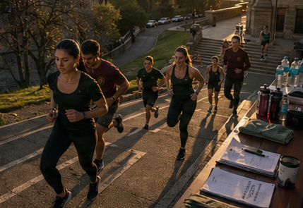 Campus Conditioning course scene at ThiccThighs Academy.