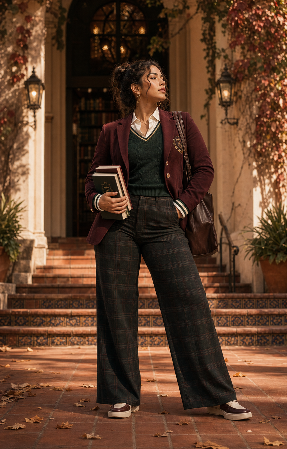 Fall academy magazine cover focused on tailored campus fashion.